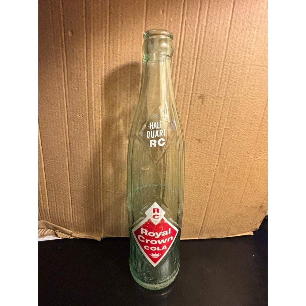 VINTAGE Half Quart . RC BOTTLE- ROYAL CROWN COLA bottle - Early style